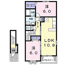 ベルローズ1 2LDKの間取図画像