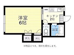 コーポ武蔵 1Kの間取図画像