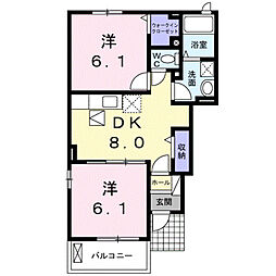 プリート日出2 2DKの間取図画像