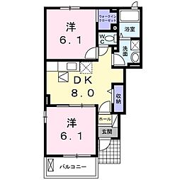プリート日出2 2DKの間取図画像