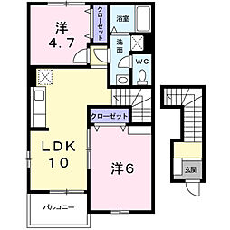 ベルビューコートA 2LDKの間取図画像