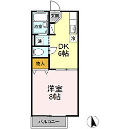 中ノ島ハイツB 1Kの間取図画像