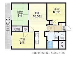 エグゼコート大在2 3DKの間取図画像