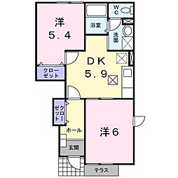 コンフォールコートA 2DKの間取図画像