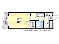 インテリジェントコーポ2B 1Kの間取図画像