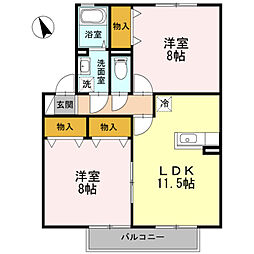 メゾンダカール 2LDKの間取図画像