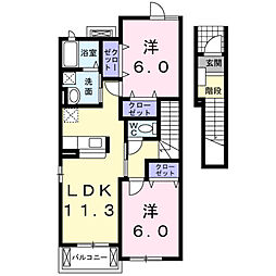コンフォールアルモニー2 2LDKの間取図画像