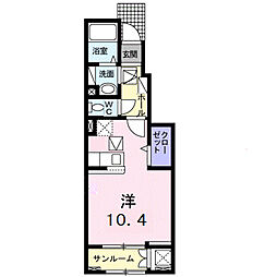 アネット大在A ワンルームの間取図画像