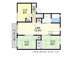 フレグランス北A 3LDKの間取図画像