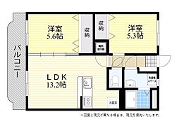 オレンジハウス 2LDKの間取図画像