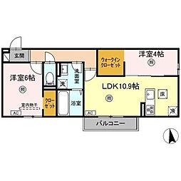 エスペランサ 2LDKの間取図画像