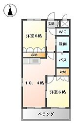 ルーラル1 2LDKの間取図画像