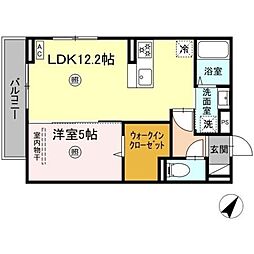 シャローム城原 1LDKの間取図画像