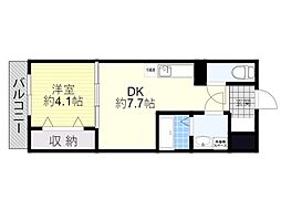 Happiness3 1DKの間取図画像
