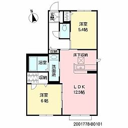 ヴィラ・シャーメゾンB 2LDKの間取図画像