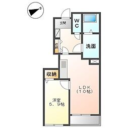 コーポサイカ 1LDKの間取図画像