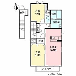 エバーグリーン汐見 1LDKの間取図画像