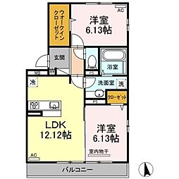 コンソラトゥール別保 2LDKの間取図画像