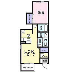 ベイサイドテラス1 1LDKの間取図画像