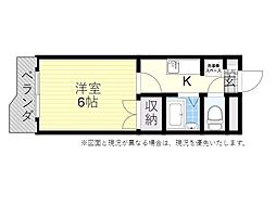 インテリジェントコーポ2B 1Kの間取図画像