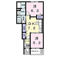 ユニゾンゑびす 2DKの間取図画像