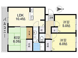 石崎ハイツ弐番館 3LDKの間取図画像