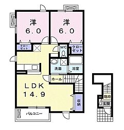 ベルヴィラージュ1 2LDKの間取図画像