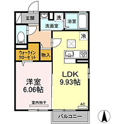 フォルトゥーナ横尾A 1LDKの間取図画像