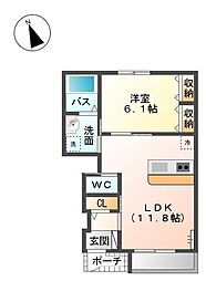 グロリアスHIRO 1LDKの間取図画像