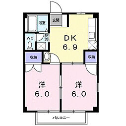 ドミールK 2DKの間取図画像