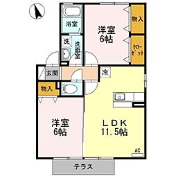 ガーデンハイツ都 2LDKの間取図画像