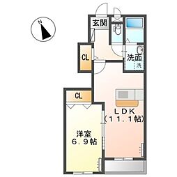 カノープス 1LDKの間取図画像