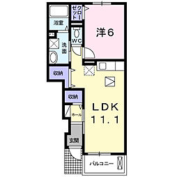 エミネスタウンーS2 1LDKの間取図画像