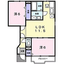 ソレイユB 2LDKの間取図画像