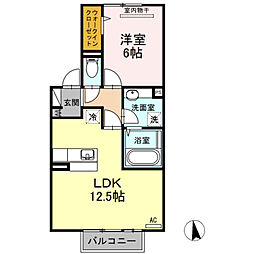 プレミアム参番館 1LDKの間取図画像