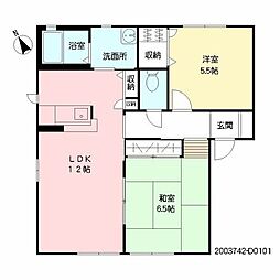 アイエス猪野D 2LDKの間取図画像