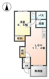 スターテラス小池原 1LDKの間取図画像