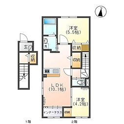 レコルト 2LDKの間取図画像