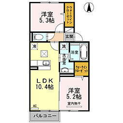 イオスB 2LDKの間取図画像