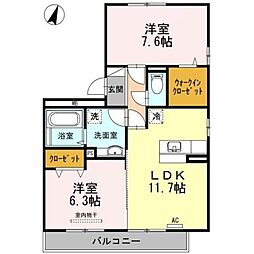 グランシャリオM 2LDKの間取図画像