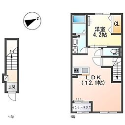メゾン皆春 1LDKの間取図画像