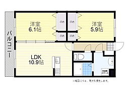 ロイヤルレジデンスK2 2LDKの間取図画像