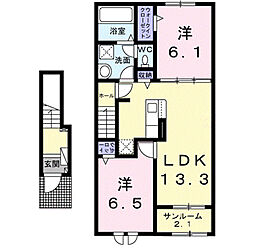 ニューポートみさ 2LDKの間取図画像