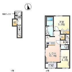 ヒルズ スペース 2LDKの間取図画像