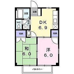 プレミール常行 2DKの間取図画像