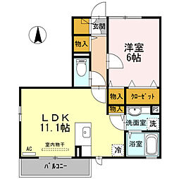 Lupino横尾 1LDKの間取図画像