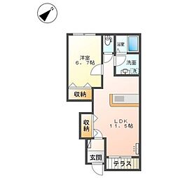 プロスペリタ 1LDKの間取図画像