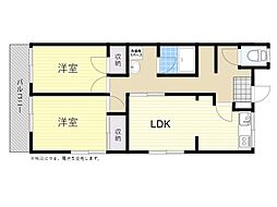 福原富士見第2ビル 2LDKの間取図画像