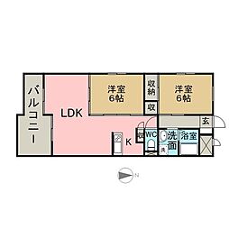 パルテールさくら館 2LDKの間取図画像