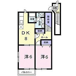 リヴェール四の湯B 2DKの間取図画像